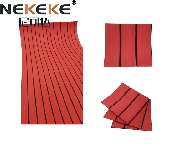 NEKEKE Boat Marine EVA Deck Sheet Foam MAT Flooring Faux Red + Black Lines Teak Decking photo-2