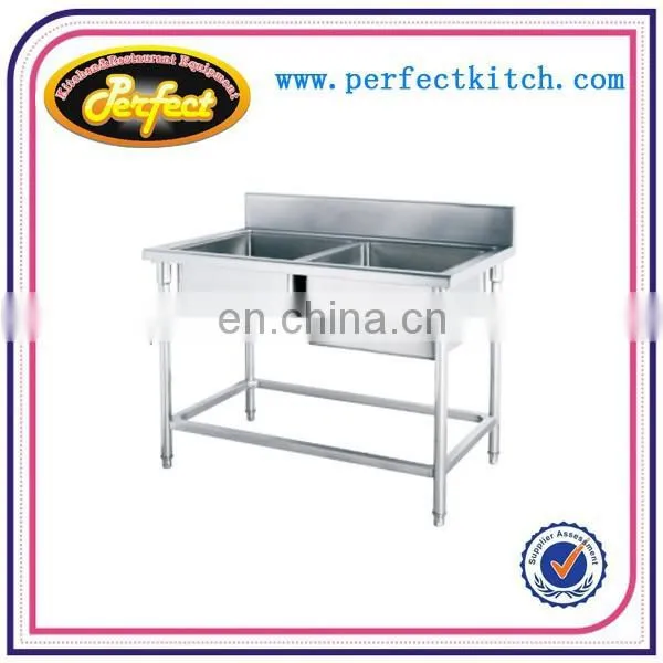 304 201 Stainless Steel Double Bowl Kitchen Sink With Drainboard photo-2