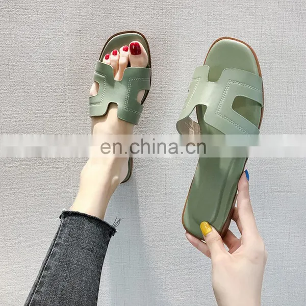 2020 Hot Sale H-sandel, Soft-soled Fashionable Light Weight Flats Mules Shoes Wholesale Korean Fashion Women's Slippers/ photo-5