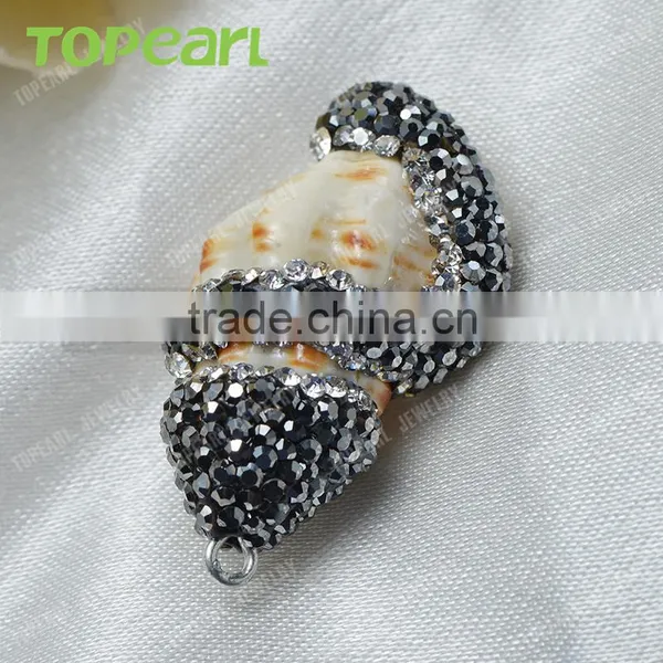 Topearl Jewelry Fashion Snail Shell Pendant Rhinestones Clay Pave Fashion Pendant SPD08 photo-2