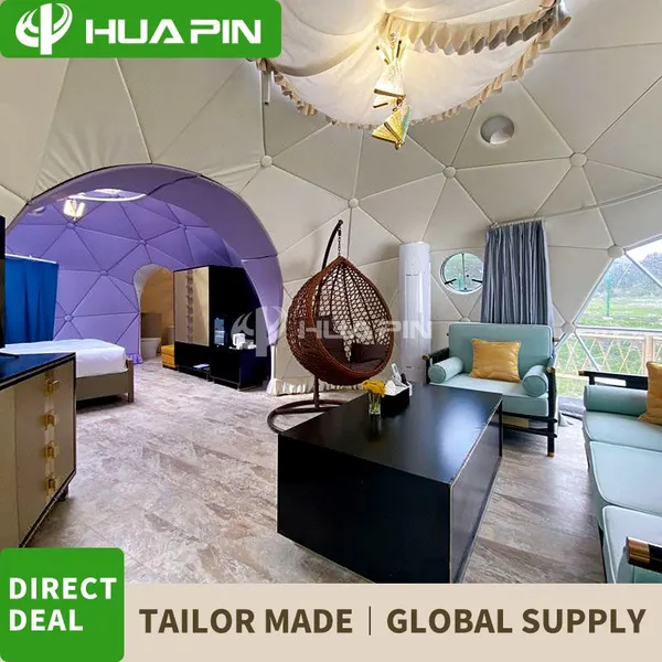 One Bedroom, One Living Room, One Bathroom Hotel Homestay Tent 6-meter+6-meter+3-meter Connected Spherical Starry Sky Tent Interior Soft Decoration photo-4