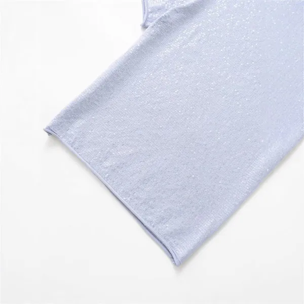 Spring New Style Knitted Sweater in European Style, Round Neck, Pure Color, Loose Fit, Long-sleeved, Women's Style Short-sleeved Shirt photo-4