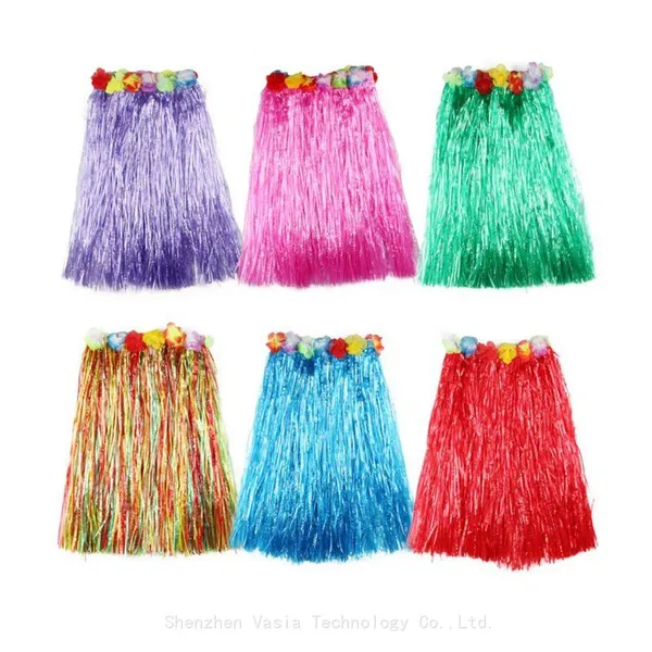 80cm Grass Skirts - Double Layers With Flower Hair Clip for Luau Performances photo-4