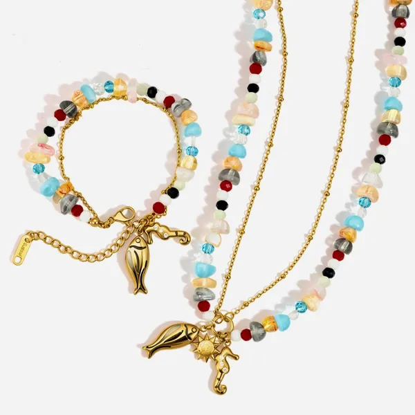 Custom Round Stainless Steel Rhinestone Charm Necklace - 18K Gold Plated Alloy photo-3