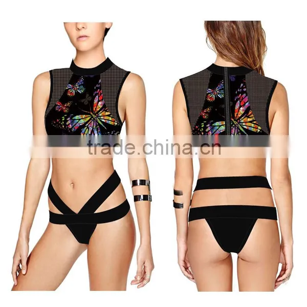 (ODM/OEM Factory)New Arrival Sexy Girls Swimming Suits Black Double Cross Strap Monokini Swimmming Suits photo-4