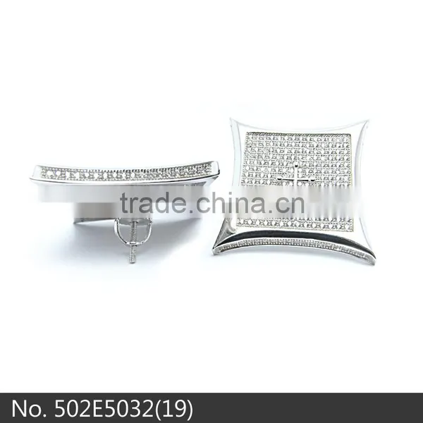 2015 Fashion American 925 Sterling Silver Jewelry Micro Pave cz Cross Inside Stud Earrings