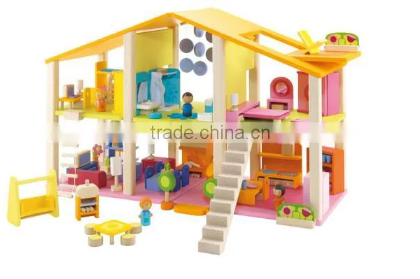 High Quality Diy Wooden Play Doll House,solid Wood Dollhouse,wooden Doll House Furniture