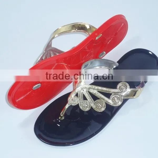 2015 Crystal Jelly Pvc Slipper Flip Flop Shoes for Lady Pvc Slipper photo-4