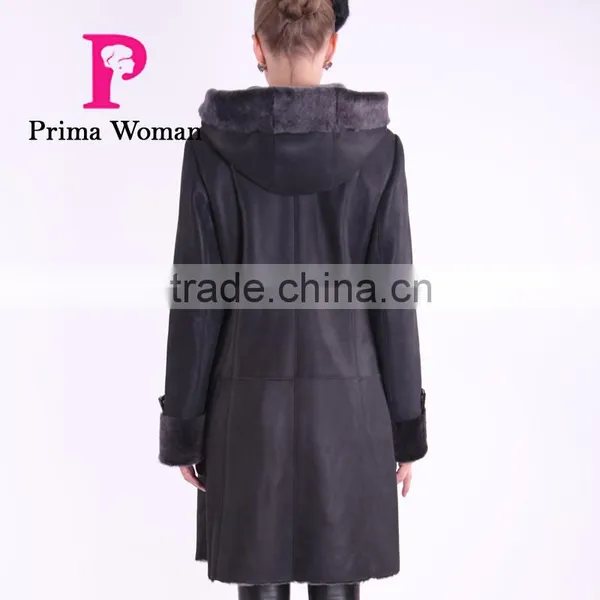2015 Winter Medium Length Women Slim Fit Woolen Fur Coat photo-5