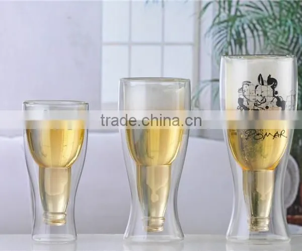 hopside down beer glass/beer double wall glass
