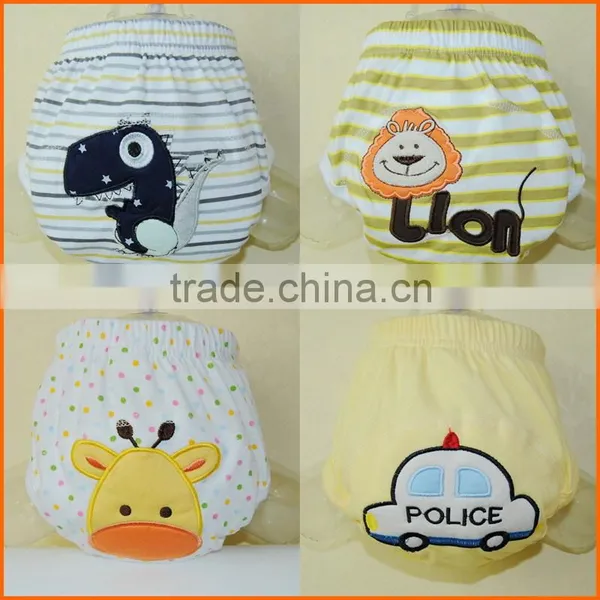 2016 Newest Patterns 100% Cotton Soft Eco-friendly Embroidery Baby Panties Reusable Trainers