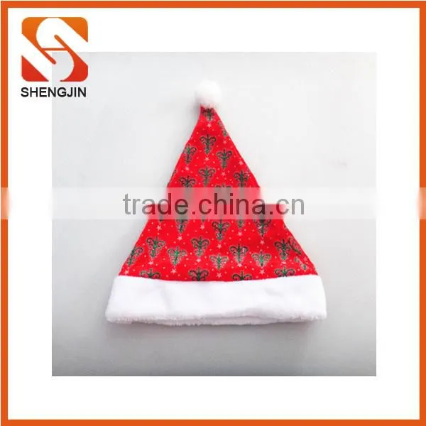 SJ-6732 Colorful Star Print Santa Hat Red Velvet Christmas Hat photo-2
