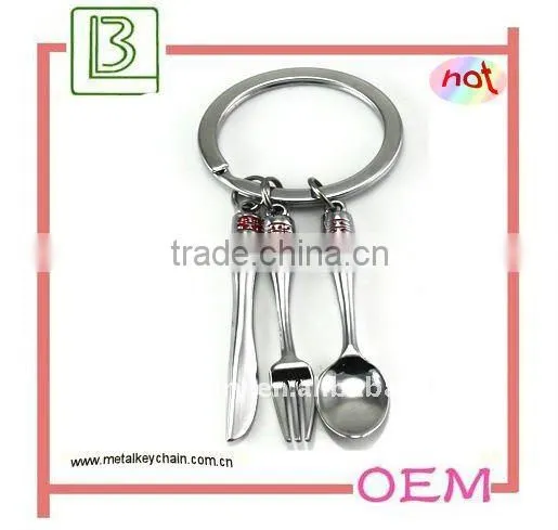 Mini dishware metal keychain