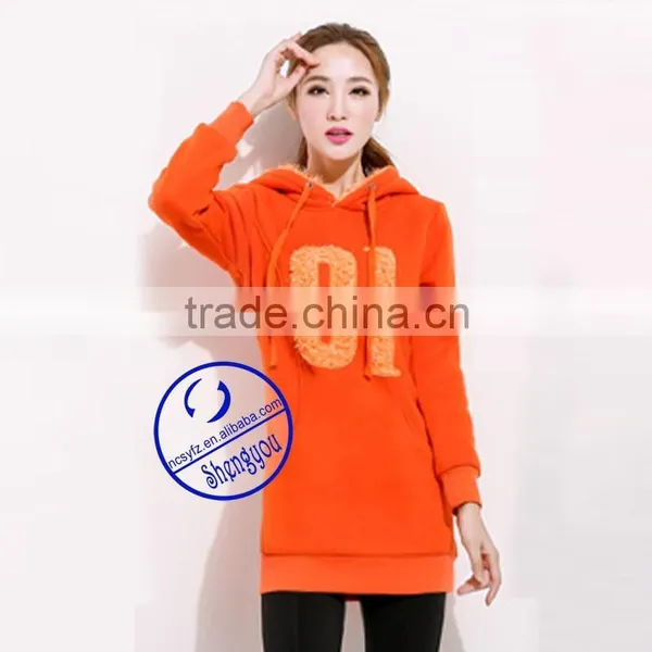 Wholesale Womens Cheap Extra Long Applique Hoodie photo-2