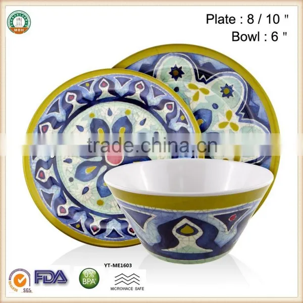 The Best Price!!!High Quality!!!100% Melamine Dinnerware Set /Melamine Plate &bowl Set SGS/ FDA Approval
