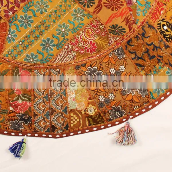 Indian Handicraft Table Cloth Table Cover Indian Big Round Decorative Pillow and Throws Indian Meditation Cushion in Handmade photo-2