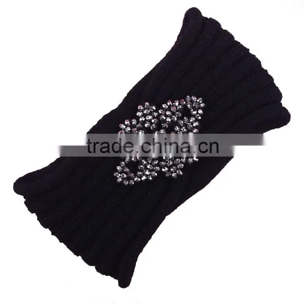 New Style Women Winter Crochet Headbands-rhinestone Flower Crochet Headband photo-6
