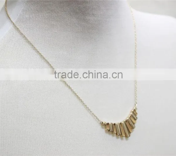 Gold Simple Metal Pendant Necklace Goldtone Bar Necklace 2016 Fashion Style Wholesale photo-3