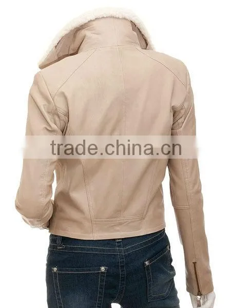Women Leather Jackets With Fur on Collar photo-2