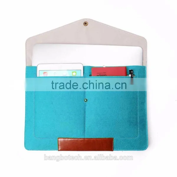 2016 New Hot Selling Wool Felt+ PU Laptop Sleeve Bags With Mouse Bag for Apple Macbook Air Pro , Pro Retina 11" 13.3" 15.4" photo-2