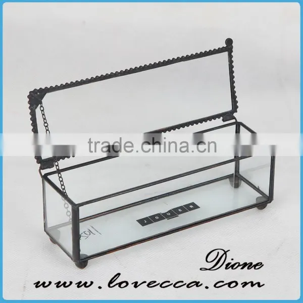 Metal Decoration Vintage Gift Cabinet Display Home Stained Glass House Container photo-5