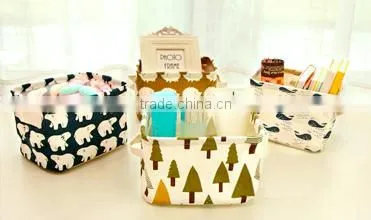 Small Canvas Desktop Cosmetic Organizer , Makeup Kit Storage Organier On Desk photo-6