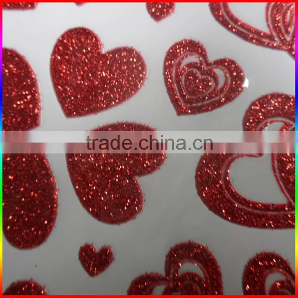 Glitter Powder Red Heart Stickers photo-2