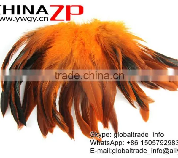 CHINAZP Wholesale Selected Prime Quality Cheap Dyed Orange Chicken Half Bronze Rooster Schlappen Feathers photo-3