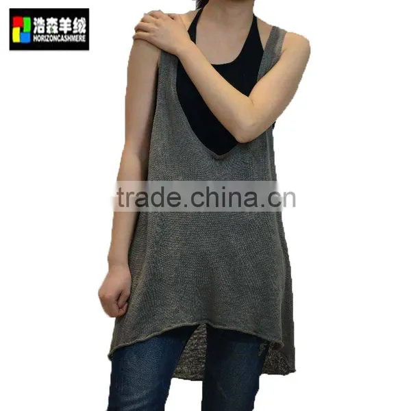 Ladies Linen Sweater Vest, Grey Summer Vest, Loose Sweater Vest