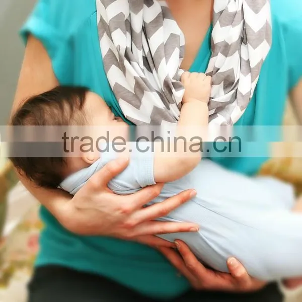 Cotton Spandex Knit Grey/white Private Breast Feeding Less Distractions For Expectant Mothers Nursing Scarf photo-2