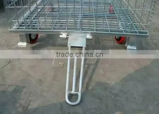 Wire Mesh Cage With Foot Brakes Warehouse Storage Container With Wheels photo-5