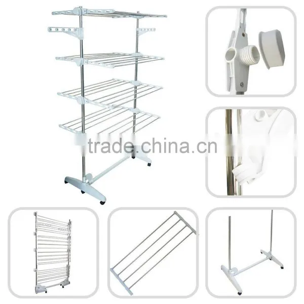 Foldable Laundry Drying Clothes Rack SS Tube With 4 Tiers photo-3