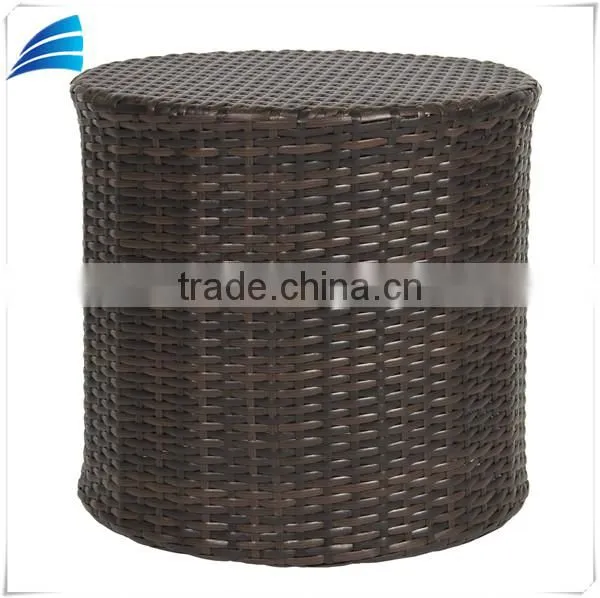 Outdoor Wicker Rattan Barrel Side Table Patio Furniture photo-3