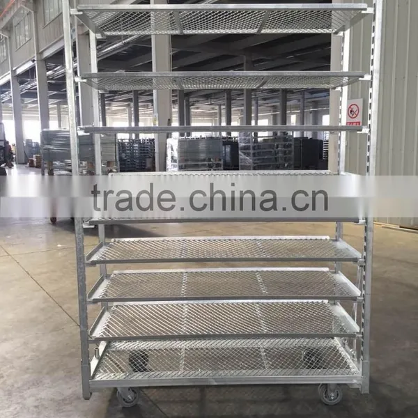 Net Mesh Flower Cart Metal Mesh Trolley With 8 Shelves photo-4