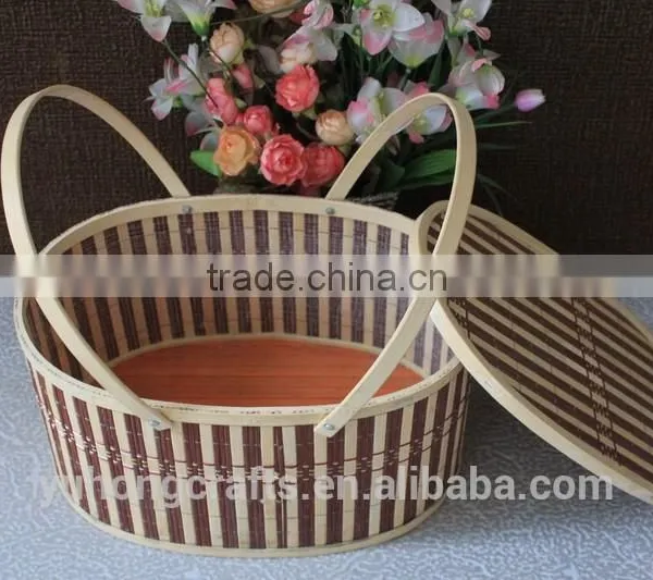 Storage Bamboo Basket With Handle For Picnic photo-4