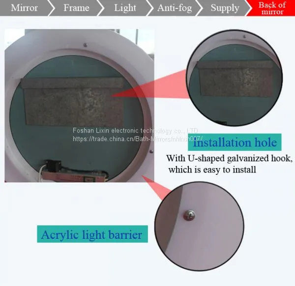 Round LED Illuminated Bathroom Mirror , Mirror LED Lamp With Mirror Defogger photo-5