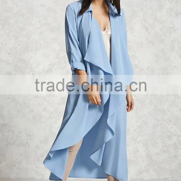 2017 New Items Women Clothes Wholesale OEM Coats And Jackets Midweight Draped Front Cardigan Longline Xxxl Jackets photo-2