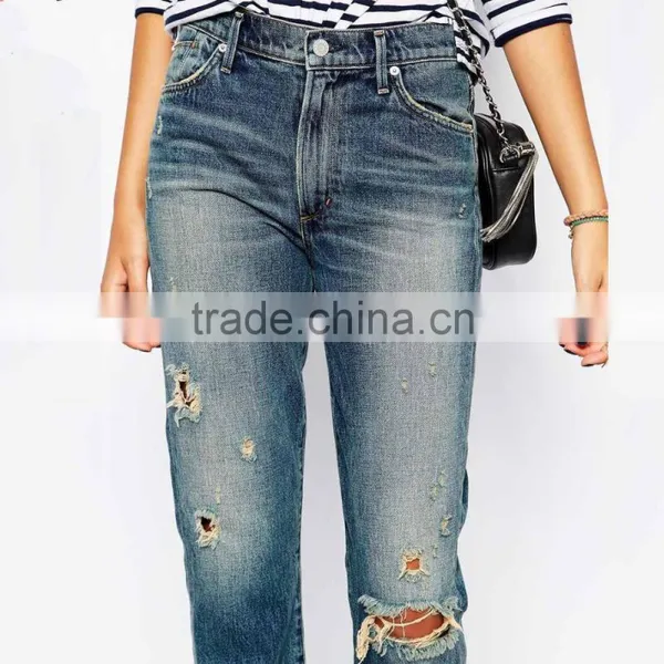New Fashion High Waist Ripped Women Bulk Wholesale Jeans photo-3