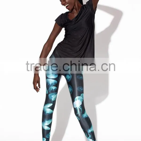 Leggings Slim Women Purple NEW YORK SKYELINE THE GREAT WAVE JELLYFISH Aquarium Beach Leggings Pants photo-2