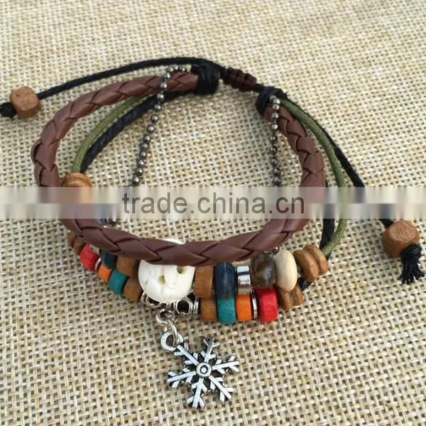 Zm35322a Wholesale Charm Bracelet Women Vintage Leather Bangle photo-3