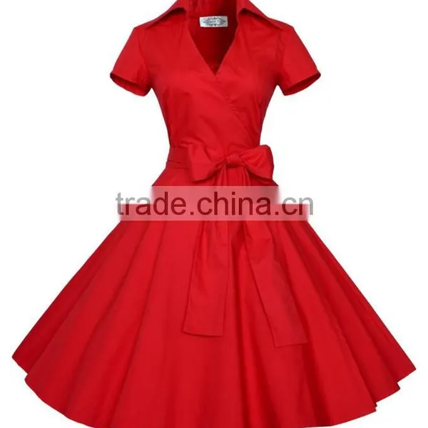 Walson Women's 1950s V-neck Vintage Rockabilly Full Circle Dress photo-3