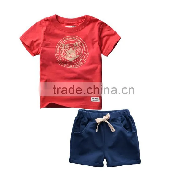 J3614 2017 Fashion Baby Boy Printed T-shirt Shorts Set Wear, Baby Clothes Clothing Set