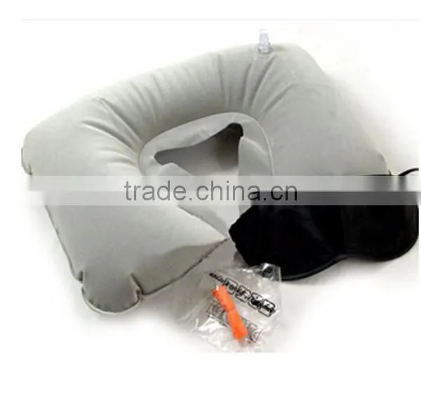 Inflatable Neck Cushion Pillow + Eye Patch + Earplug Travel Accessories photo-2