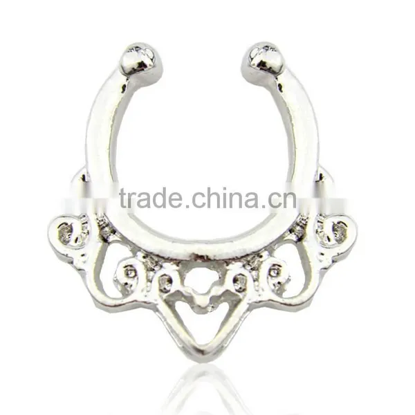2017 Septum Clicker,Fake Septum Ring,Nose Ring Body Piercing Jewelry With Gems photo-3
