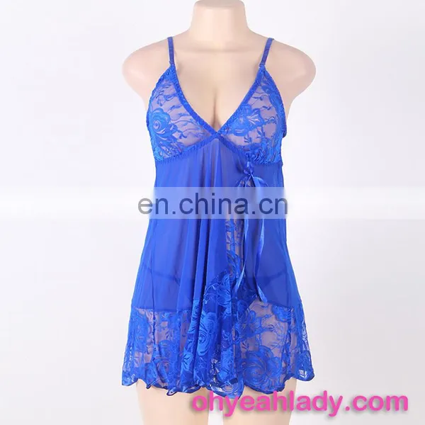 China Wholesale Paypal Accepted Lace Soft Blue Sexy Comfort Nightwear photo-4