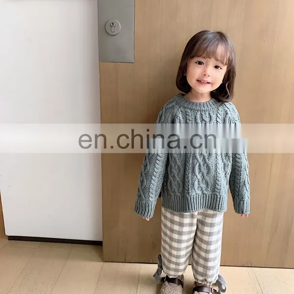 3516/Customized Fashion Pullover Knitted Girls Autumn Winter Sweater Wholesale Solid Kids Sweater photo-6