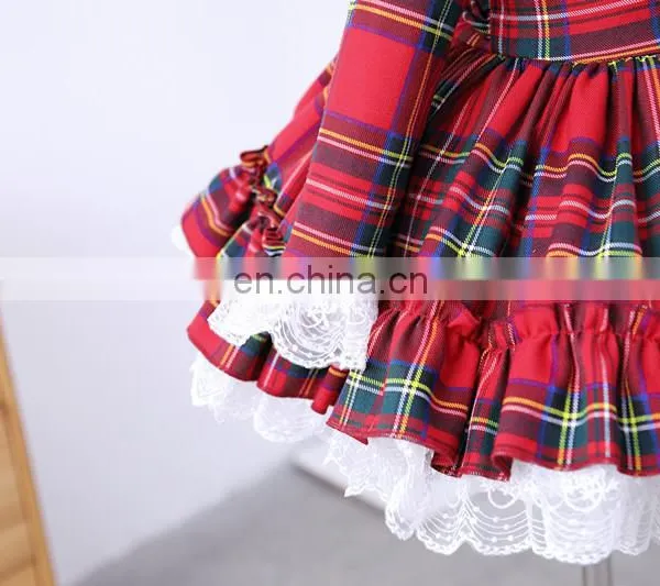 Baby Girl Autumn Winter Red Plaid Lolita Dress Vintage Spanish Ball Princess Kids Christmas Birthday Ball Gown Dress photo-5