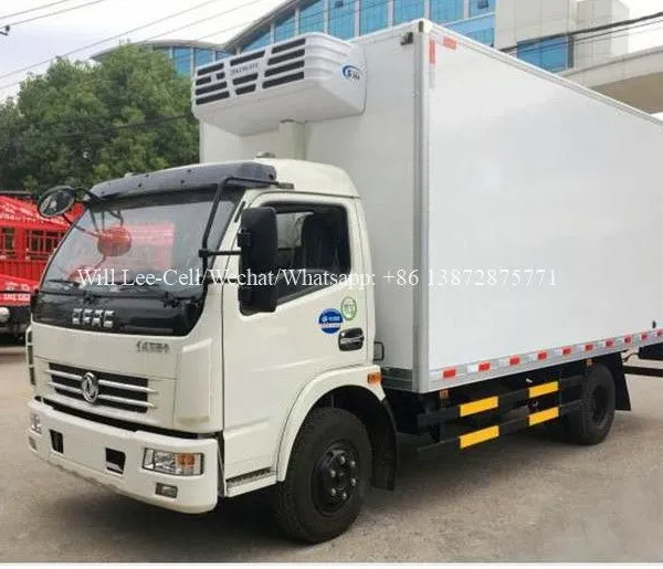 5-6 tons Small Food Freezer Box Mini Milk Reefer Fridge Van Fish Meat Transport Refrigerator Trucks With Rear Hydraulic Tail