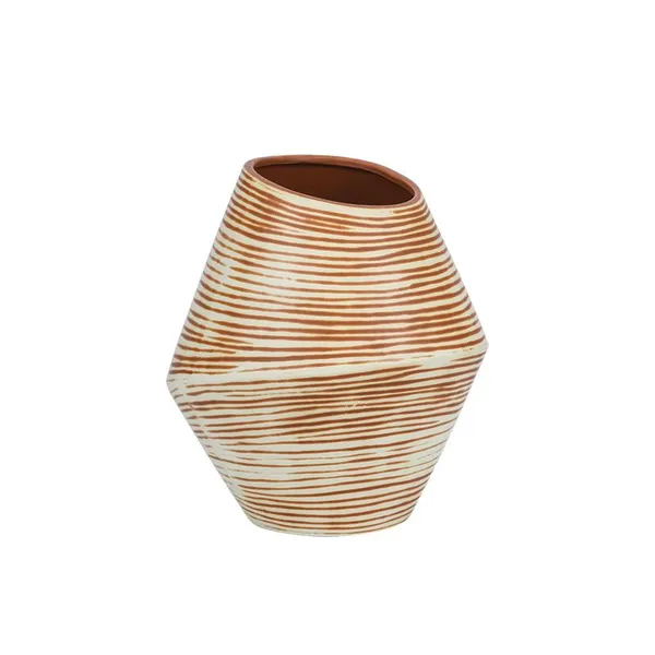 Large Tall Stripe Ceramic Flower Arrangement Vase For Balcony Garden Study Decoration photo-2