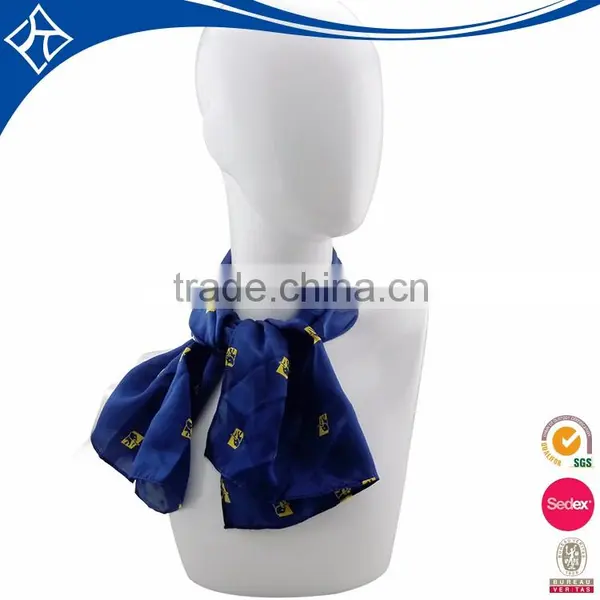Wholesale China Cheap Design Plaid Print Blue Polyester Long Scarf With Logo photo-2